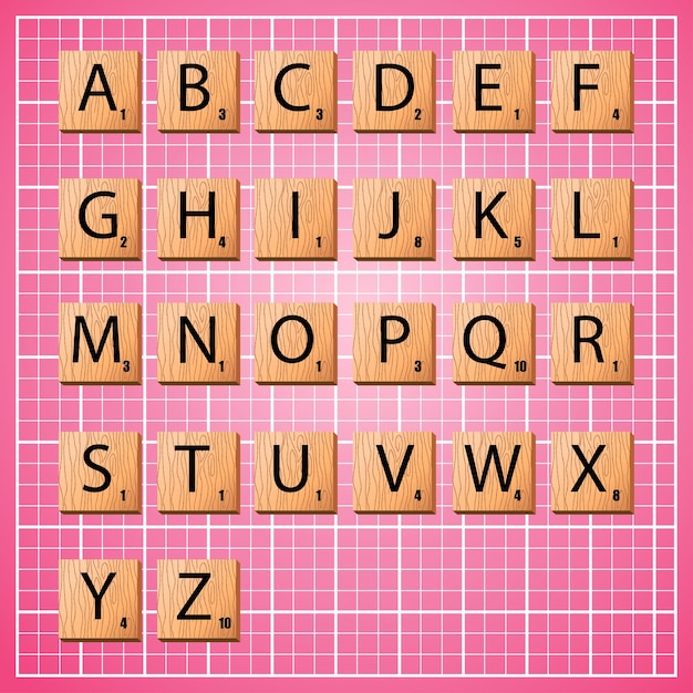 Complete Alphabet uppercase in scrabble letters to create sentence