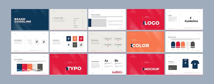 Vector complete brand identity guidelines template professional logo presentation modern brand guidelines