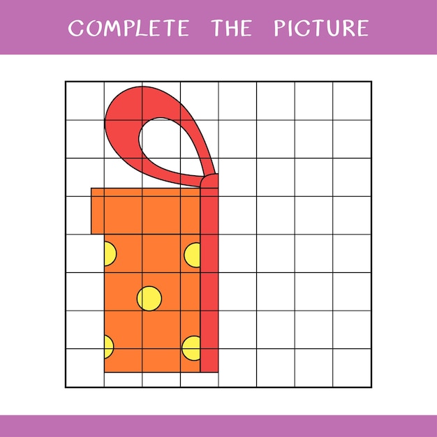 Complete the picture of gift box Vector worksheet