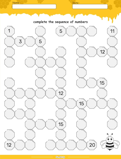 1から20までの数字の配列を完了します