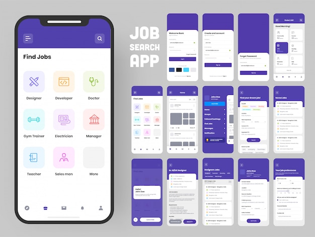 Complete UI and UX Screens for a Mobile App.