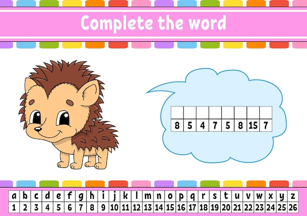 Complete the words cipher code learning vocabulary and numbers education worksheet activity page for study english