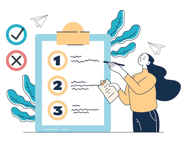 Completed filling checklist isolated simple concept flat graphic design illustration