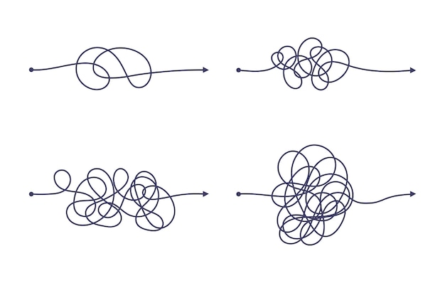 ベクトル 複雑かつ簡単な最初から最後までのシンプルな方法ベクトル イラスト セットカオス単純化問題