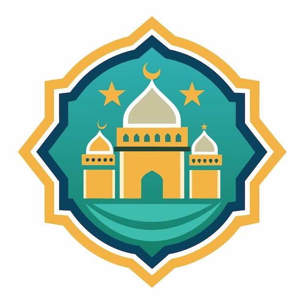 Complex islamitisch geïnspireerd vectorontwerp met geometrie witte achtergrond badge of logo