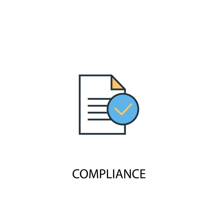 Compliance concept 2 colored line icon. Simple yellow and blue element illustration. compliance concept outline symbol design