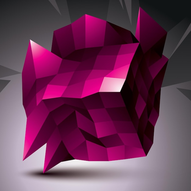 Complicated abstract purple 3D shape, vector digital object. Technology theme.