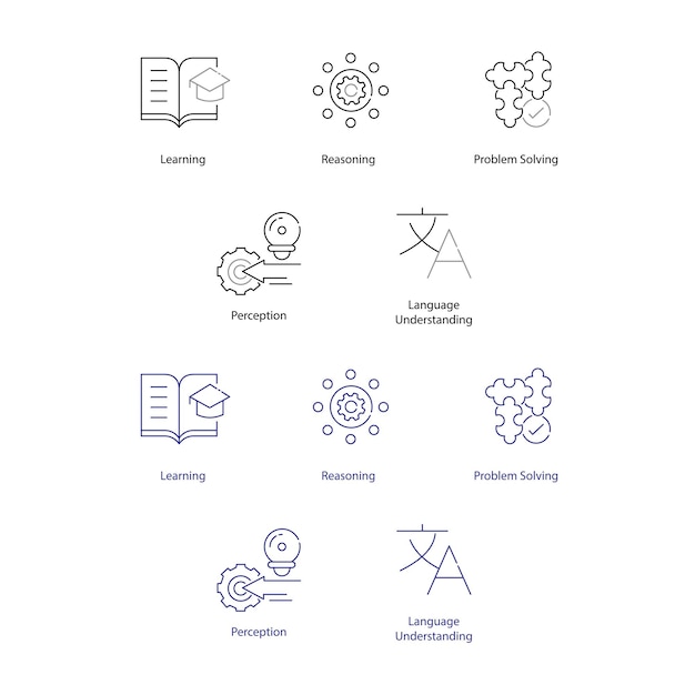 Components of AI Symbol Vector Icon Pack Visualizing Core Artificial Intelligence Concepts