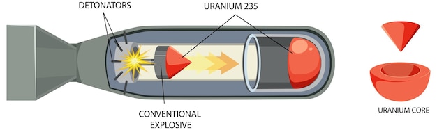 Vettore componenti all'interno della bomba a fissione nucleare all'uranio