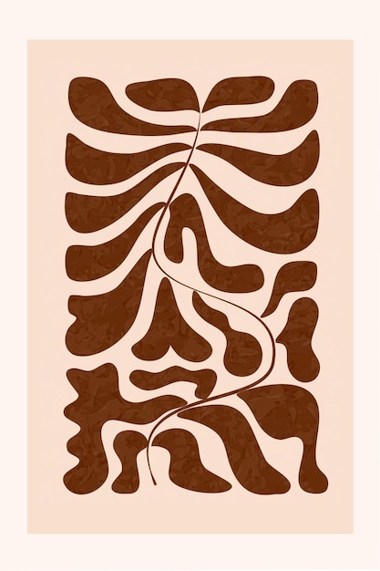 추상적인 모양의 구성 식물적 요소 스타일 미니멀리즘 손으로 그린 포스터 클리파트 터
