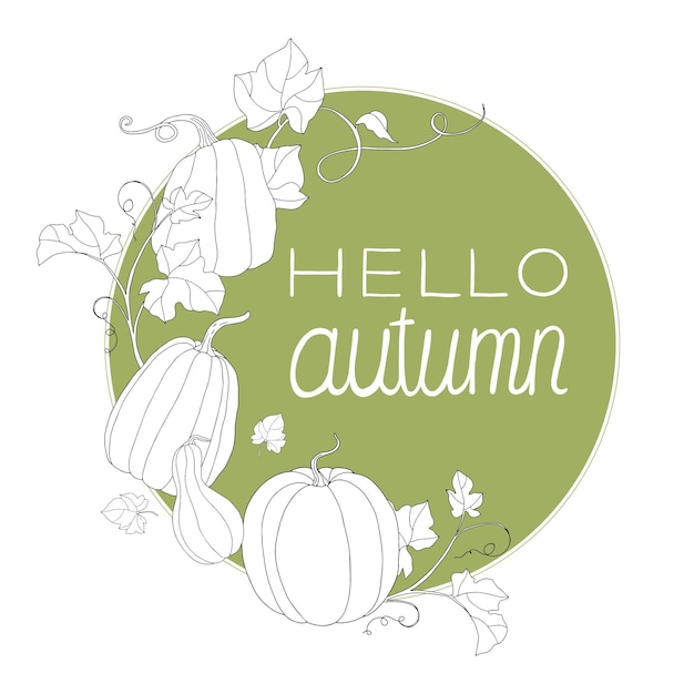 Composition of pumpkin and Hello autumn note.