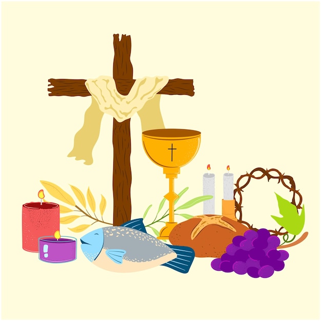 Vector composition of religious elements for good friday