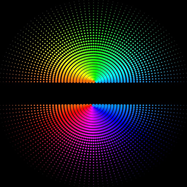 composition of round colored balls on a black background
