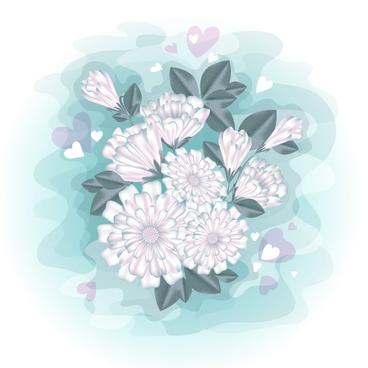 Vector composition of white flowers
