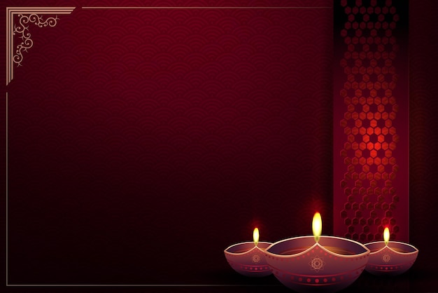 Vector composition with diwali day lamp indian hindu festival of lights of goddess deepavali