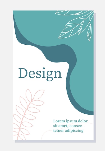 Composition with plants concept Green line leaves Minimalistic creativity and art Cover or banner Graphic element for website Cartoon flat vector illustration isolated on beige background