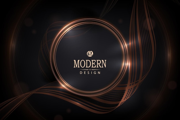 composition with a round frame in brown copper color on a black design