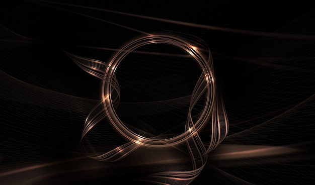 Composition with a round sparkling frame and a wavy mesh pattern