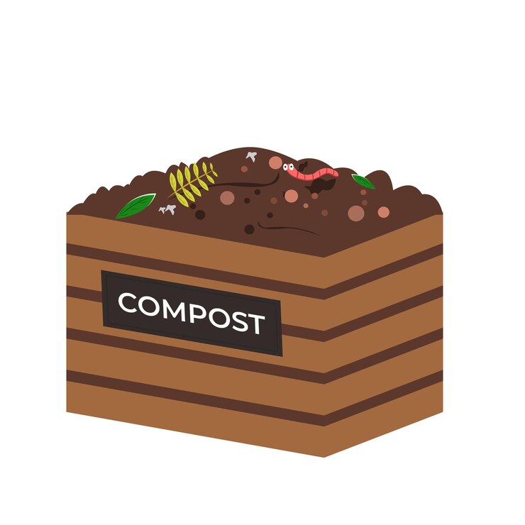 Vector compost bin with worms
