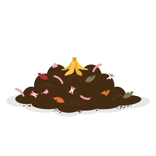 Vector compost and composted soil organic waste vector illustration