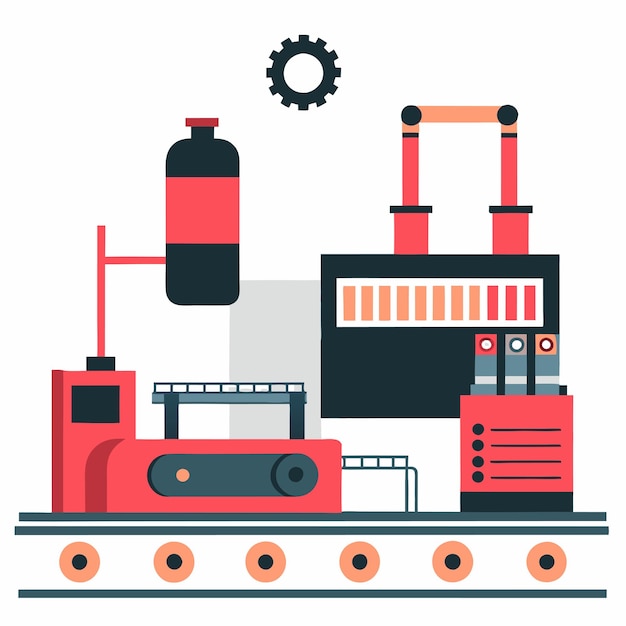 comprehensive illustration of a modern production line concept