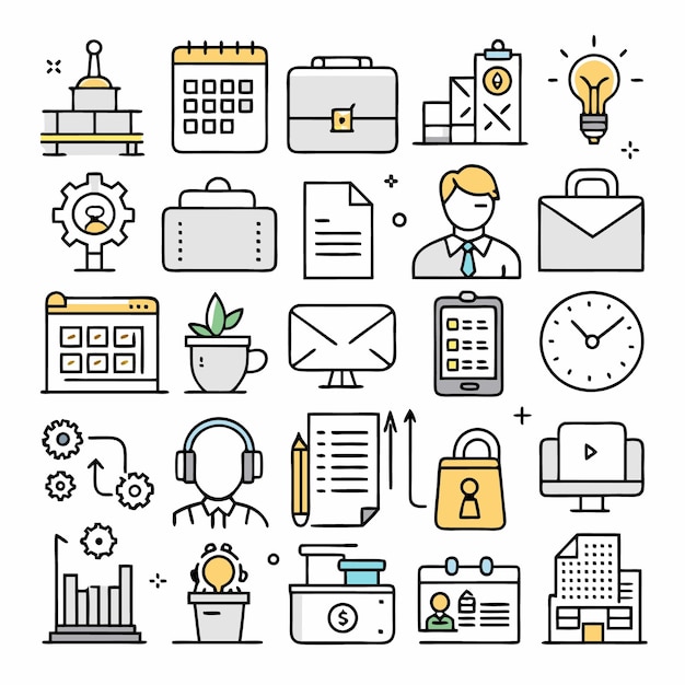 Comprehensive Office Icon Set stroomlijnen van uw bedrijf en werkstroom
