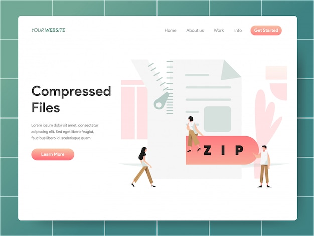 ベクトル ランディングページの圧縮ファイルバナー