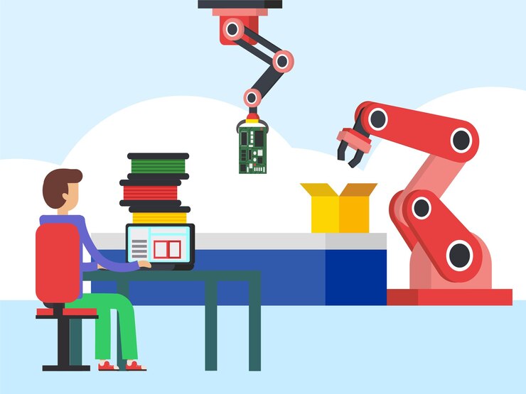 Vector computer aided manufacturing concept illustration stylish and beautiful