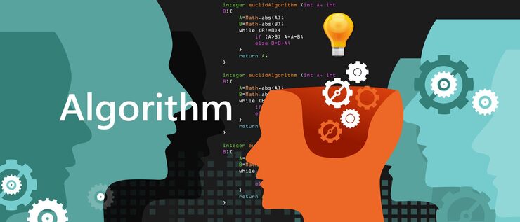 Vector computer algorithm science problem solving process with programming language code