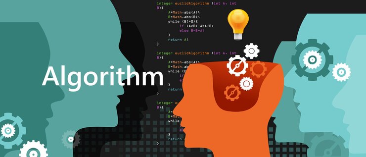 Vector computer algorithm science problem solving process with programming language code