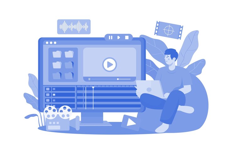 Vector computer animator illustration concept on a white background