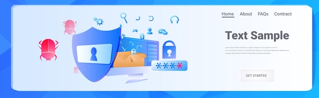 computer app antimalware protection shield data privacy security concept horizontal copy space  illustration