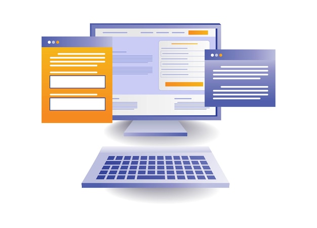 Computer application website screen concept illustration
