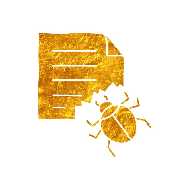 Computer bug tekening in gouden kleur stijl