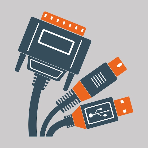 computer cables vector icon