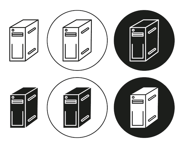 Computer case linear thin line icon graphics Computer case vector set gebruik voor web ui of app