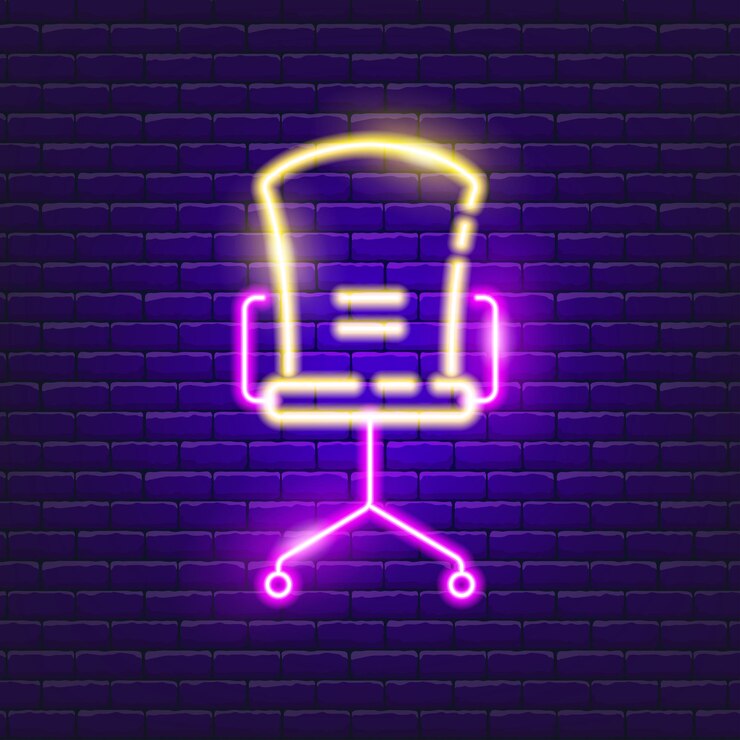 Vector computer chair neon sign vector illustration for the design of advertising catalog banner signboard furniture concept
