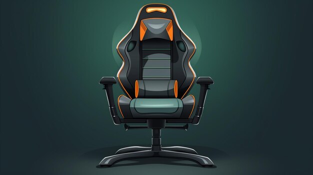 Vector a computer chair with a black back and orange lights on the back