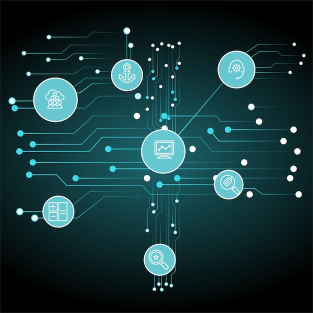 Computer chip Electronic circuit board vector for technology and finance concept and education