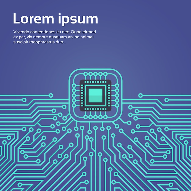 Insegna di concetto del sistema del centro dati della rete di moterboard del chip del computer