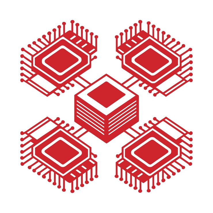 Vector computer chipset vector icon illustration