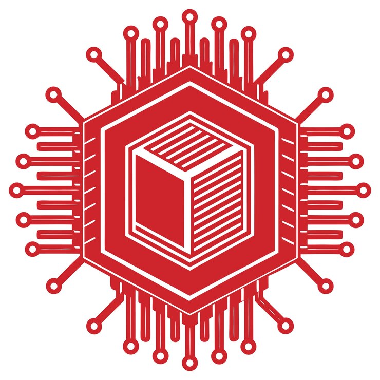 Vector computer chipset vector icon illustration