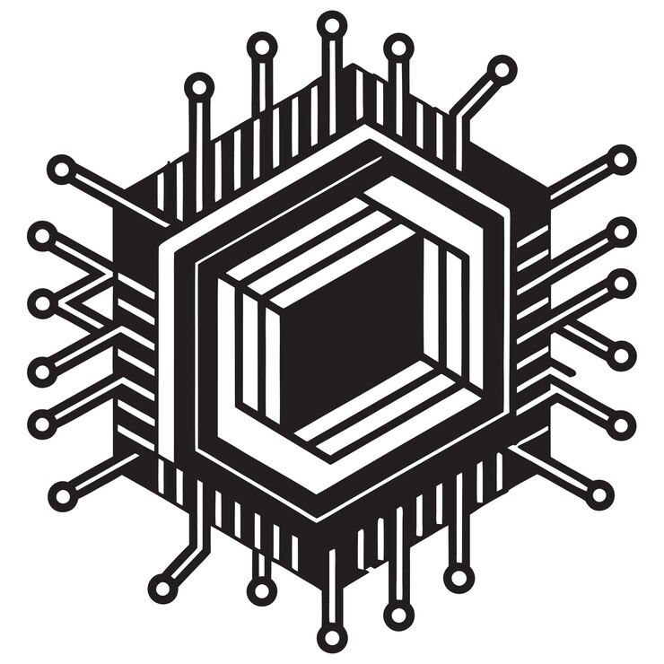 Vector computer chipset vector icon illustration