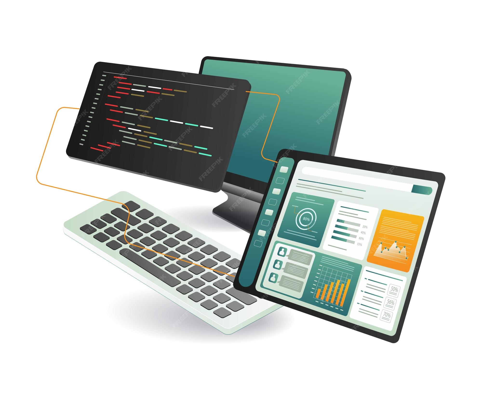 Premium Vector | Computer code programmer for web application layout