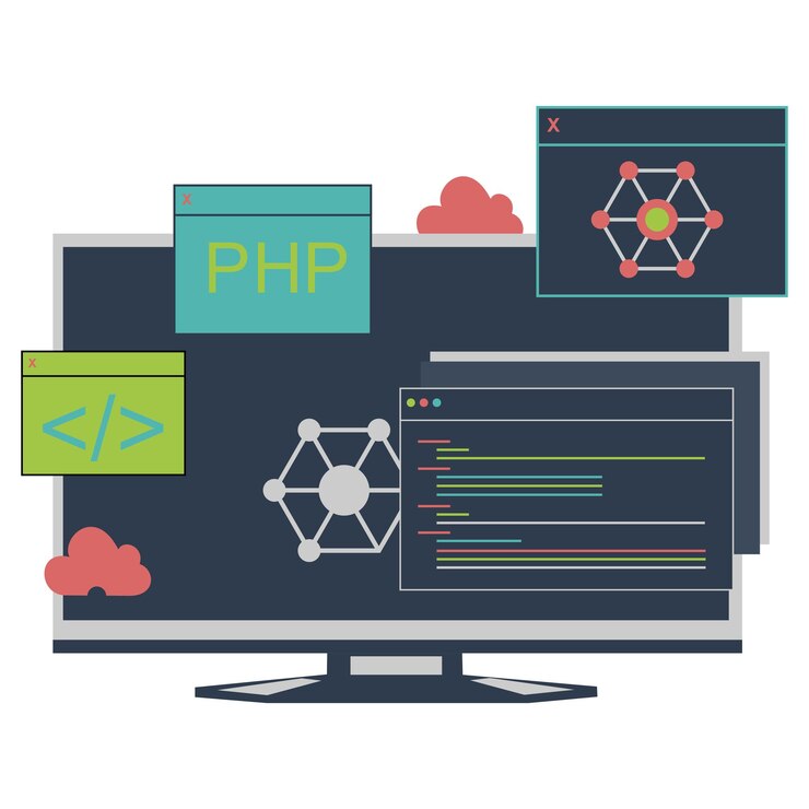 Vector computer coding illustration