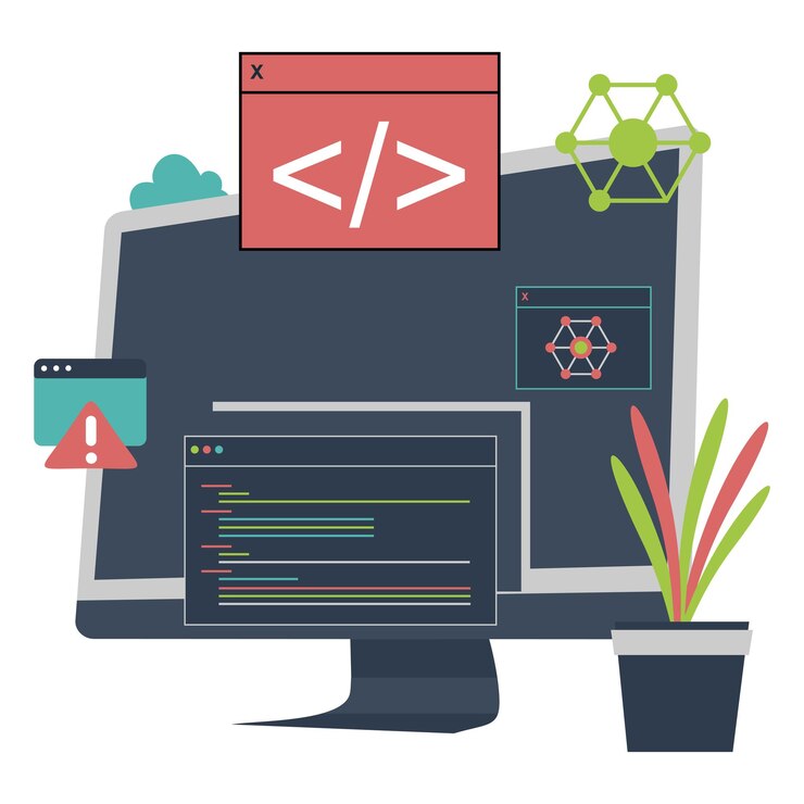 Vector computer coding illustration
