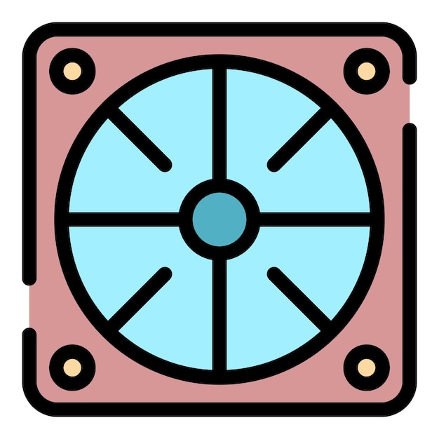 Icona del dispositivo di raffreddamento del computer profilo dell'icona vettoriale del dispositivo di raffreddamento del computer piatto isolato a colori
