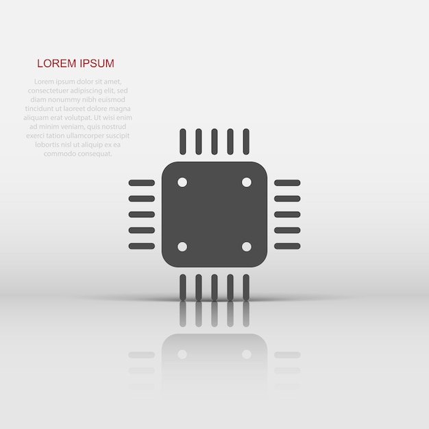 Computer cpu icon in flat style circuit board vector illustration on white isolated background motherboard chip business concept