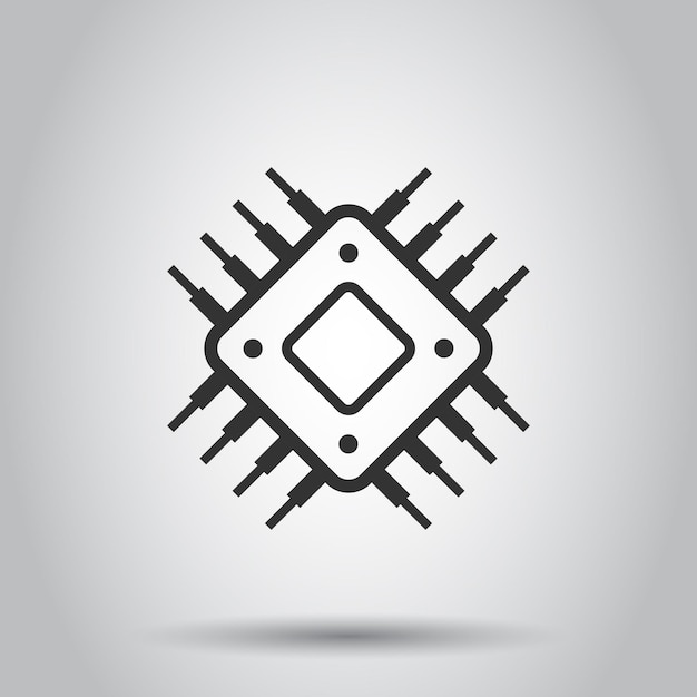 computer cpu icon in flat style circuit board vector illustration on white isolated background motherboard chip business concept