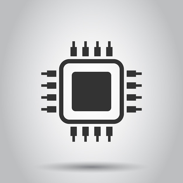 Computer cpu icon in flat style Circuit board vector illustration on white isolated background Motherboard chip business concept